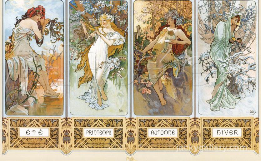 The Four Seasons, Alphonse Mucha painting